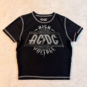 Y2K AC/DC black cropped tee